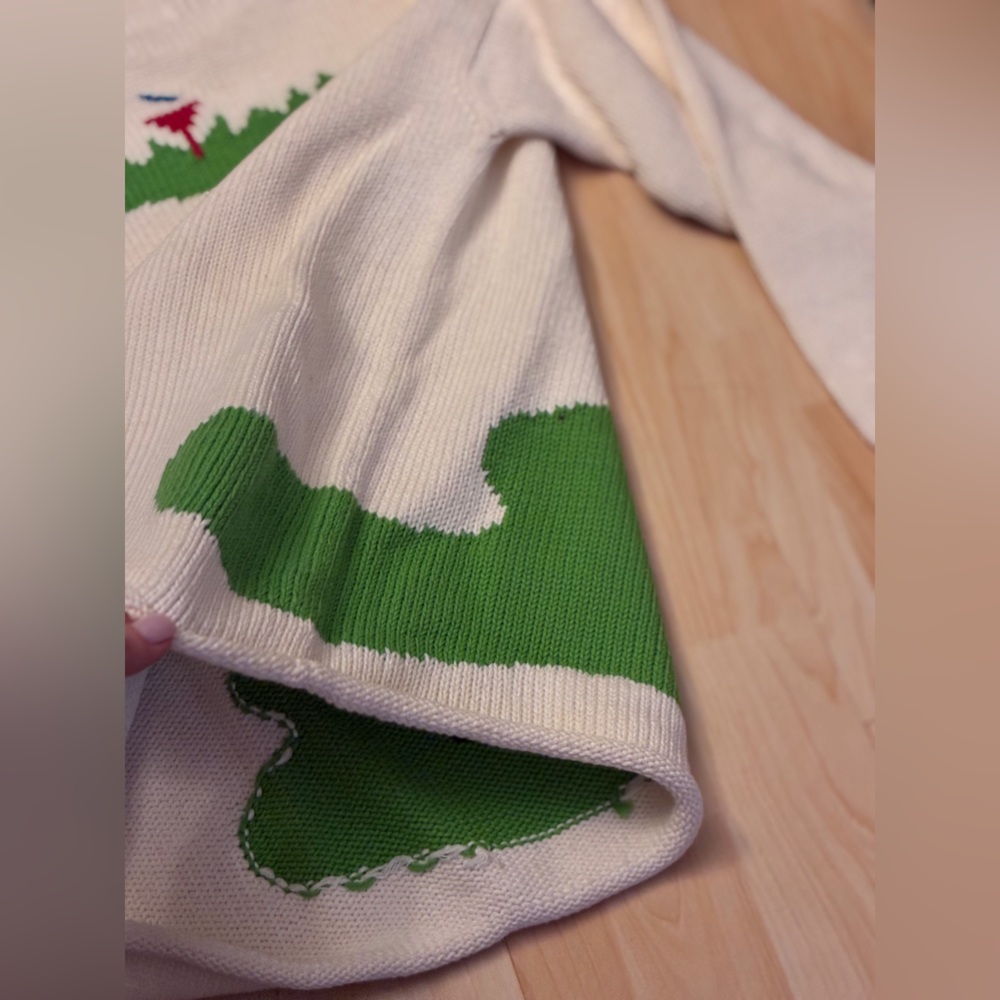 White Golf Motif Knit Sweater - Picture 6 of 14